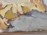 un tableau représentant une femme tenant des bananes à la main