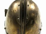 a bronze helmet on a white background with a white background