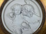 a picture of a picture of two cherenshes in a gold frame