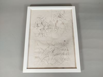 deux dessins représentant un homme et une femme, dans un cadre blanc