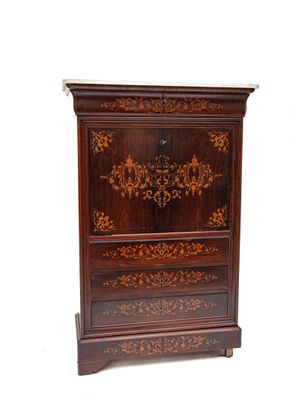 Secrétaire à abattant en palissandre et marqueterie de bois … - Photo 1