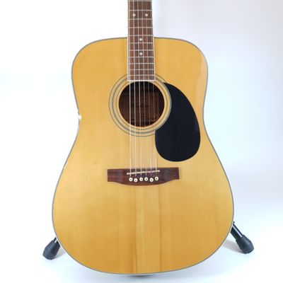 a close up of a guitar on a stand against a white background
