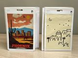 two boxes with a picture of a desert scene on them