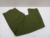 a close up of a pair of green pants on a white surface