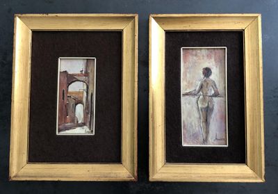 AUGIER OU ANGIER, "ruelle" et "nu féminin de dos", HSP, 22x1…