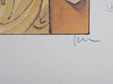 a drawing of a woman in a bathrobe and a man in a bathrobe