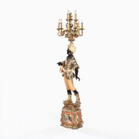 Nubien porte-torchère en bois sculpté polychrome souligné d'… (photo 4)