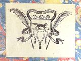 a drawing of a coat of arms with a bird on it