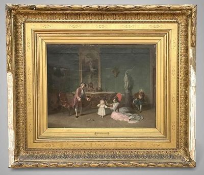 an image of a painting of a man and a woman in a living room