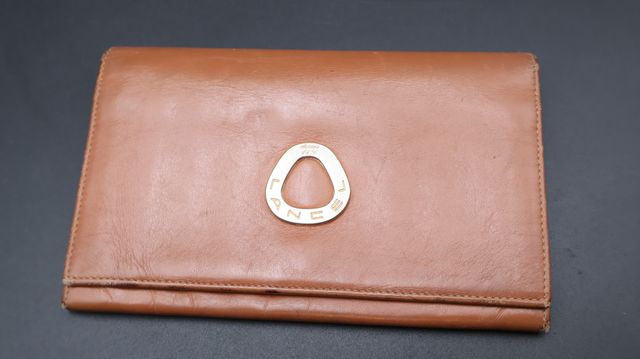 LANCEL ED – portefeuille en cuir piqué sellier gold