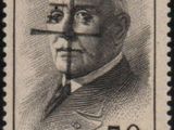 a stamp with a picture of a man with a cross on it