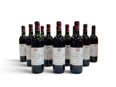 six bouteilles de vin rouge alignées sur une surface blanche