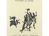 a black and white poster of a group of people playing tennis