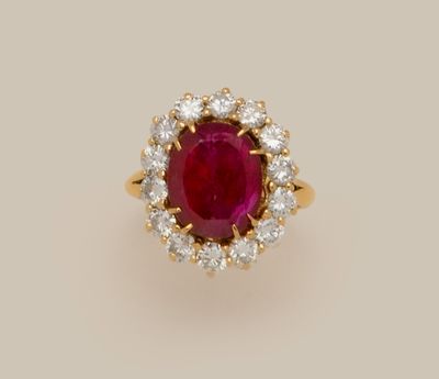a ruby and diamond cluster ring