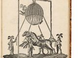 un vieux livre sur lequel figure le dessin d'un homme à cheval et d'un homme à cheval