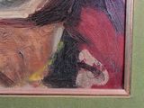 a painting of a woman reading a book in a chair