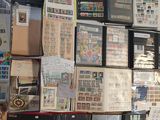 a lot of stamps on the wall in this room