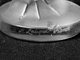 black and white photograph of a silver plate with a flower on top of it