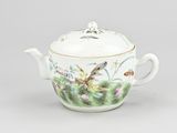 chinese porcelain teapot and cover with dragonflys and flowers