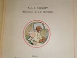 un vieux livre sur lequel figure l'image d'un homme tenant un bébé dans ses bras