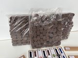 a bag of chocolate chips and a package of chocolate chips on a table