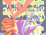 a painting of a vase of flowers on a table