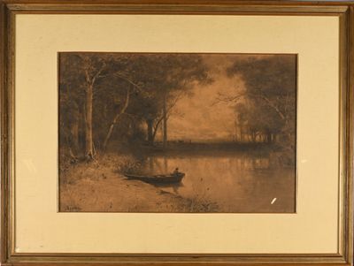 Adolphe APPIAN (1818-1898) Le pêcheur en barque