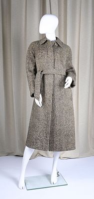 BURBERRY'S Manteau en laine chinée marron/ ivoire/ rouge/ ve… - Photo 1