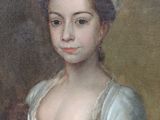 painting of a woman in a white dress holding a cat