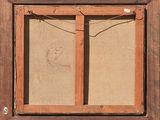 an image of a painting of a man ' s face in a window frame
