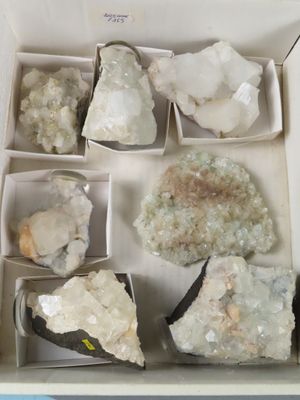 une boîte remplie de différentes sortes de pierres