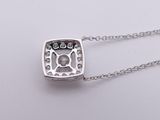 sterling silver necklace with a square pendant with diamonds on a chain