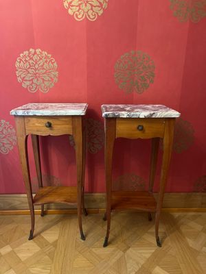 paire de tables de chevet avec plateau en marbre