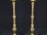 pair of antique brass candlesticks