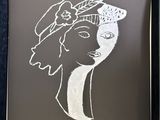 painting of a woman with a hat and a flower in her hair