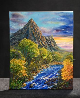 Victoria BEKO (XXe siècle). Montain Sunset. Huile sur toile …