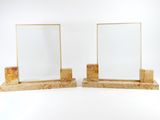 pair of art deco marble and brass mirror stands