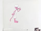 cellule d'animation représentant une panthère rose coiffée d'une toque de chef