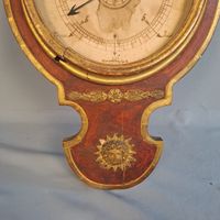 Ancien baromètre-thermomètre mural en bois sculpté de style … (photo 5)