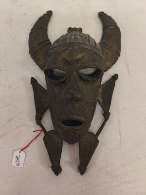 Afrique : masque Sénoufo, côte d'ivoire, en bronze patiné et…