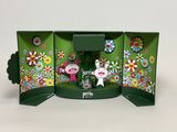 a green box with a picture of a cat and a dog inside of it