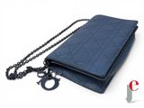 chanel blue quilted leather wallet with chain