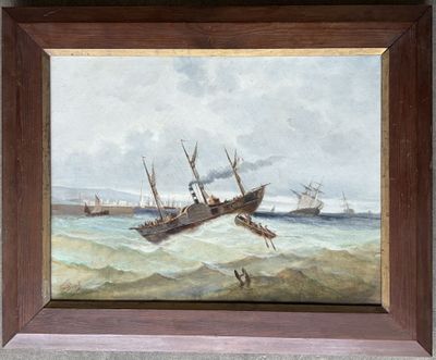 VAN DER BERT (XIXe). Marine. Huile sur toile signée en bas à…