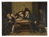 une image représentant un tableau où l'on voit un groupe d'hommes assis autour d'une table