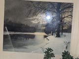 a picture of a picture of a woman in a snowy landscape
