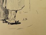 a drawing of a man and a woman standing next to each other