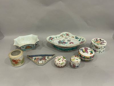 many different pieces of china on display on the table