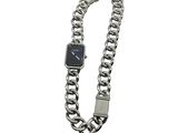 an image of a silver watch with a chain bracelet on a white background