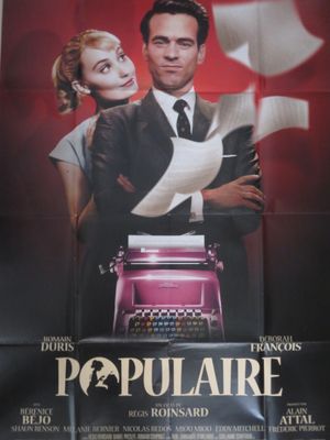 l'affiche du film « Populaire », sur laquelle figurent un homme et une femme