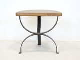 an image of a small table with a wooden top and metal legs